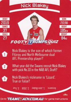 2021 Team Coach AFL #196 Nick Blakey Back